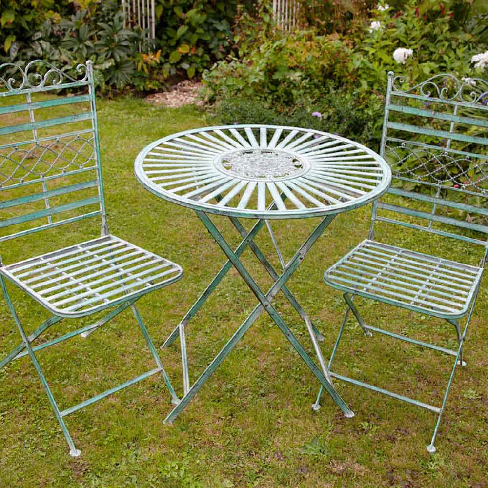 Garden Folding Metal Table and Chairs Bistro Set by Jonart - Green 