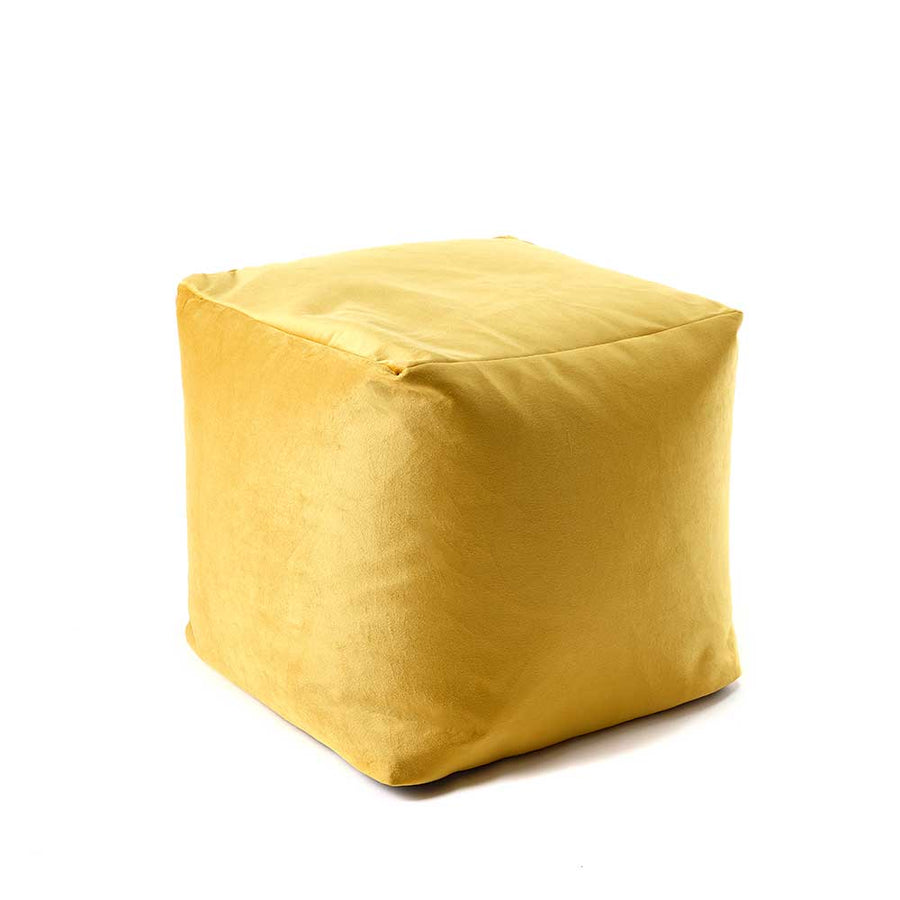 Beanbag Velvet Cube Chair in Mustard Yellow by Katrina Hampton
