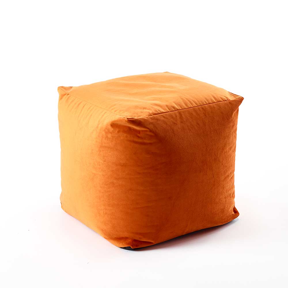 Beanbag Velvet Cube Chair Orange by Katrina Hampton
