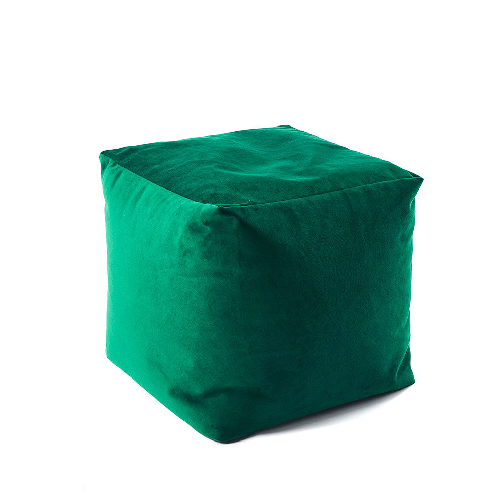 Bean Bag Velvet Cube Chair in Emerald Green by Katrina Hampton