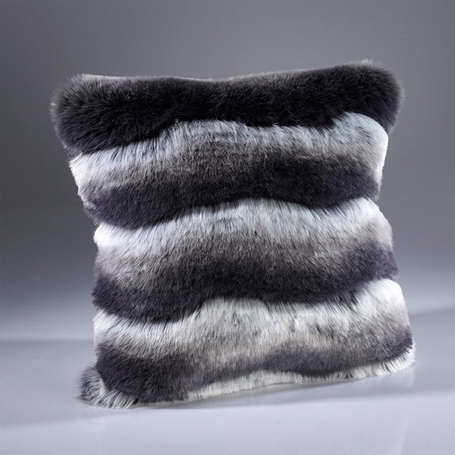 Faux Fur Cushion Grey Stripe by Katrina Hampton