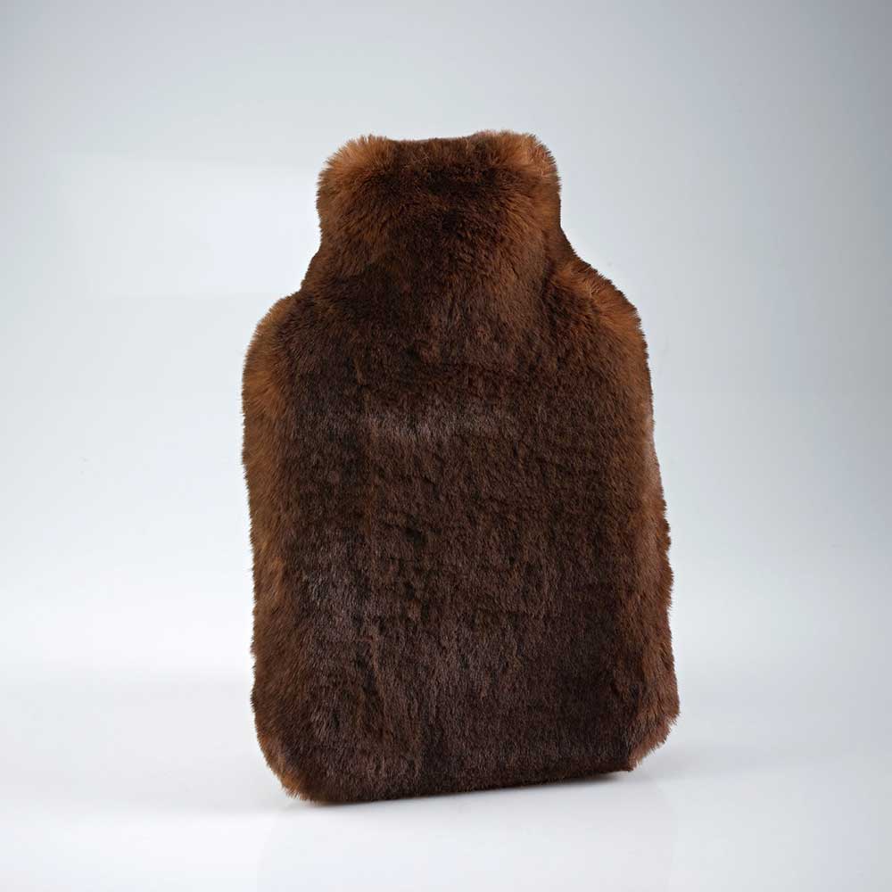 Faux Fur Hot Water Bottle Brown Bear by Katrina Hampton