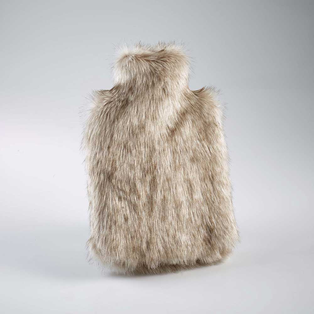 Faux Fur Hot Water Bottle Siberian Wolf by Katrina Hampton