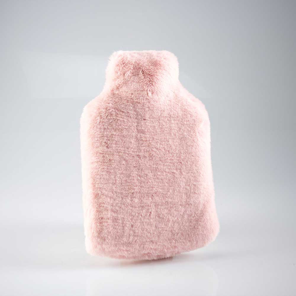 Faux Fur Hot Water Bottle Soft Pink by Katrina Hampton