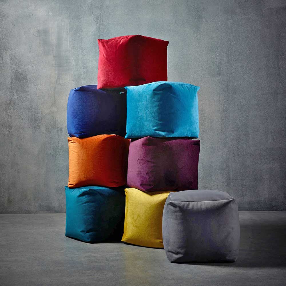 Beanbag Velvet Cube Chair iGroup of Eight Colours by Katrina Hampton