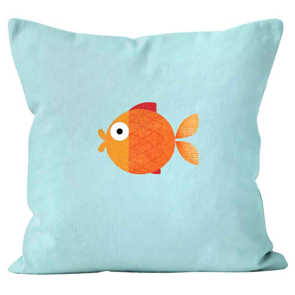 Cushions Are Us Blue cushion with orange goldfish