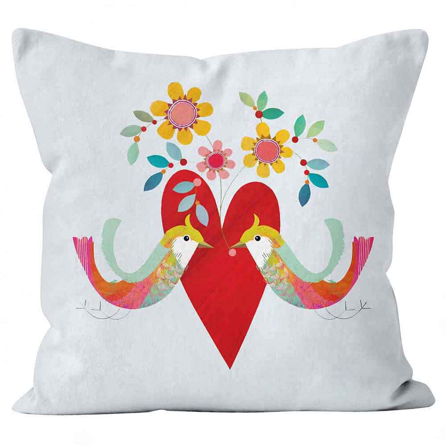 Cushions Are Us two little birds red heart cushion pillow