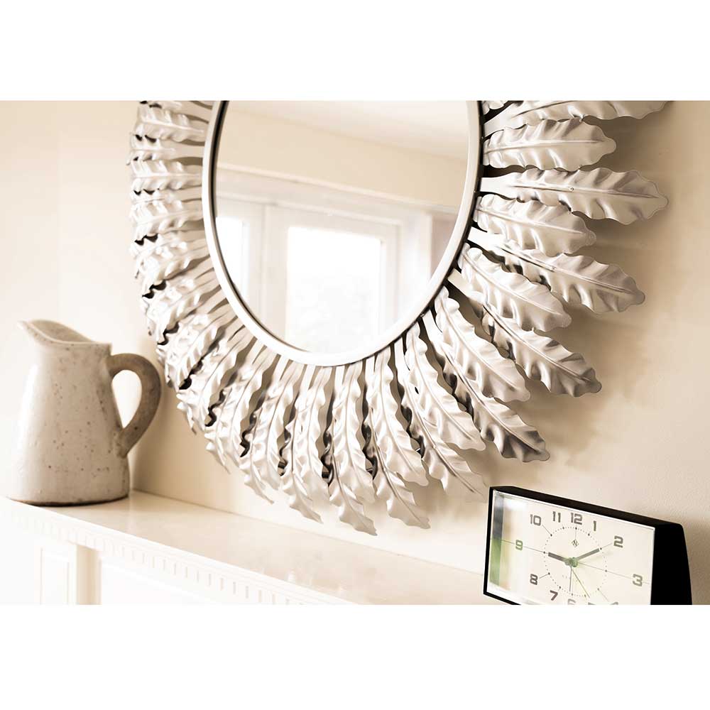 Large Round Circle Silver Leaf Wall Mirror by Jonart
