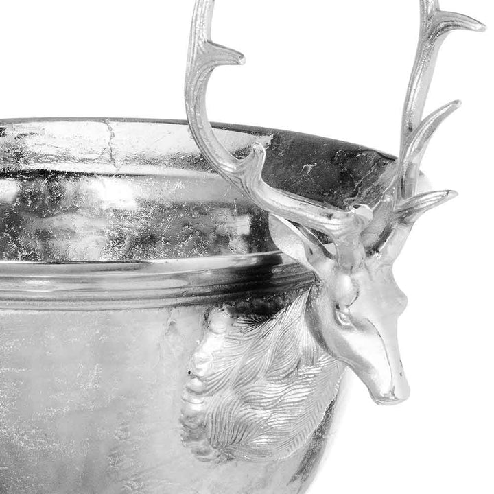 Large Silver Metal Stag Champagne Bucket Cooler by Hill Interiors