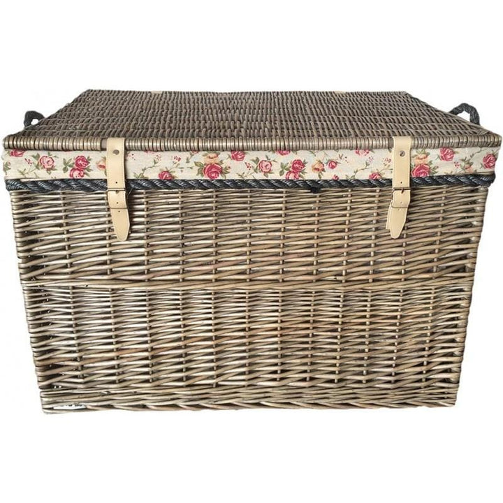 WILLOW 29" Large Lidded Storage Chest Hamper with Floral Liner