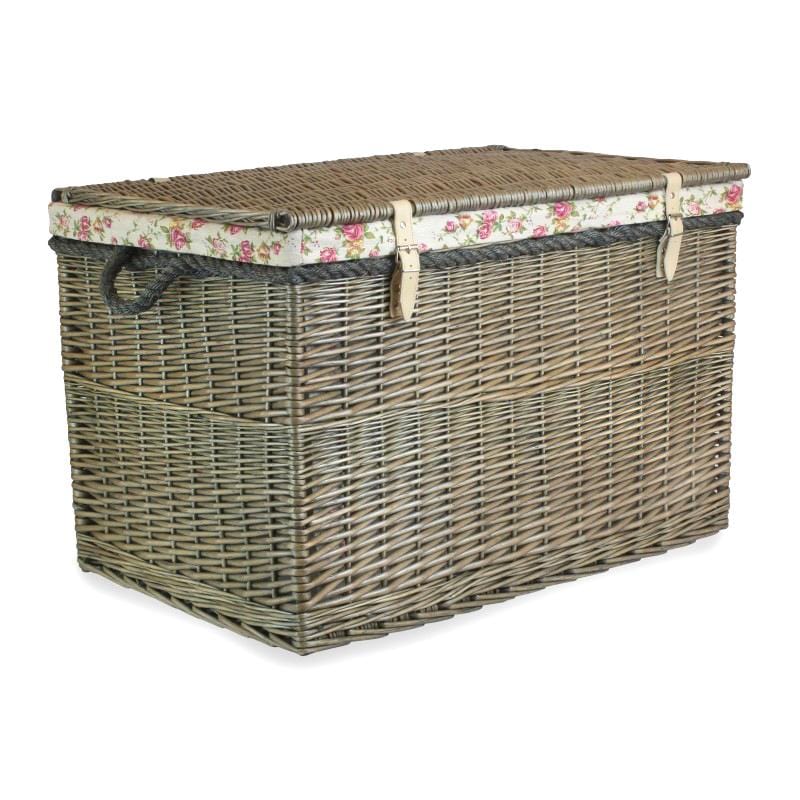 Large Lidded Storage Chest Hamper "29 with Floral Liner EH090R by Willow