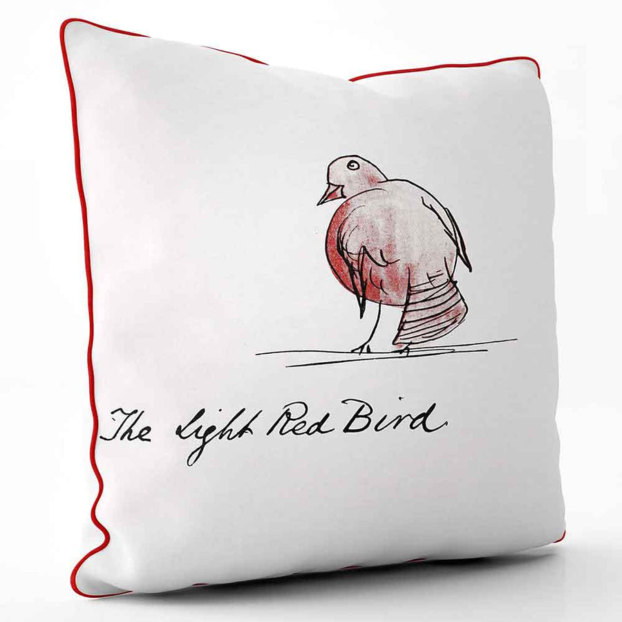 ARTWORLD CUSHIONS Little Red Bird - Edward Lear Cushion - Large | Medium