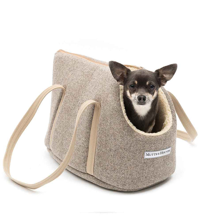 MUTTS & HOUNDS Grey Tweed Tweed Dog and Puppy Travel Carrier
