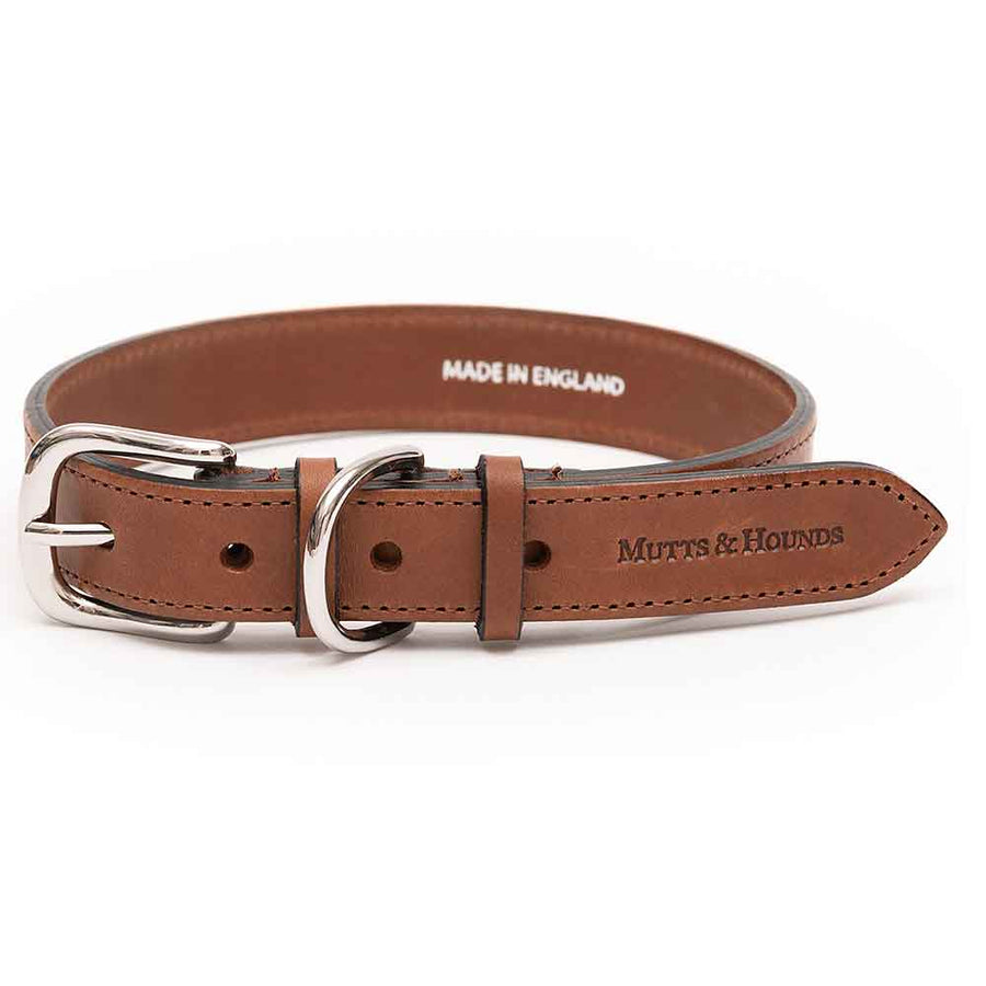 Dog Collar in Brown Tan Leather by Mutts & Hounds