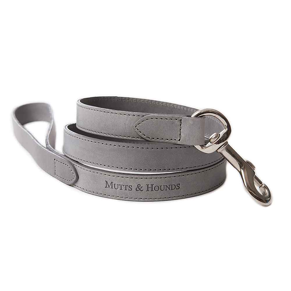 Grey Dog Collar In Italian Leather by Mutts & Hounds