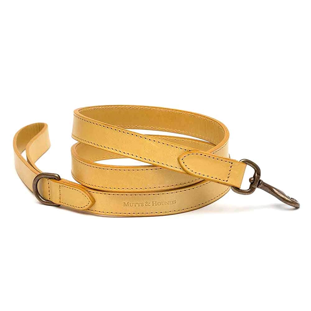 Dog Lead in Mustard Yellow Italian Leather by Mutts & Hounds