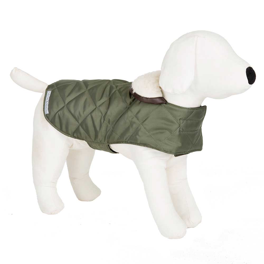 Mutts & Hounds Quilted Dog Coat - Olive Green