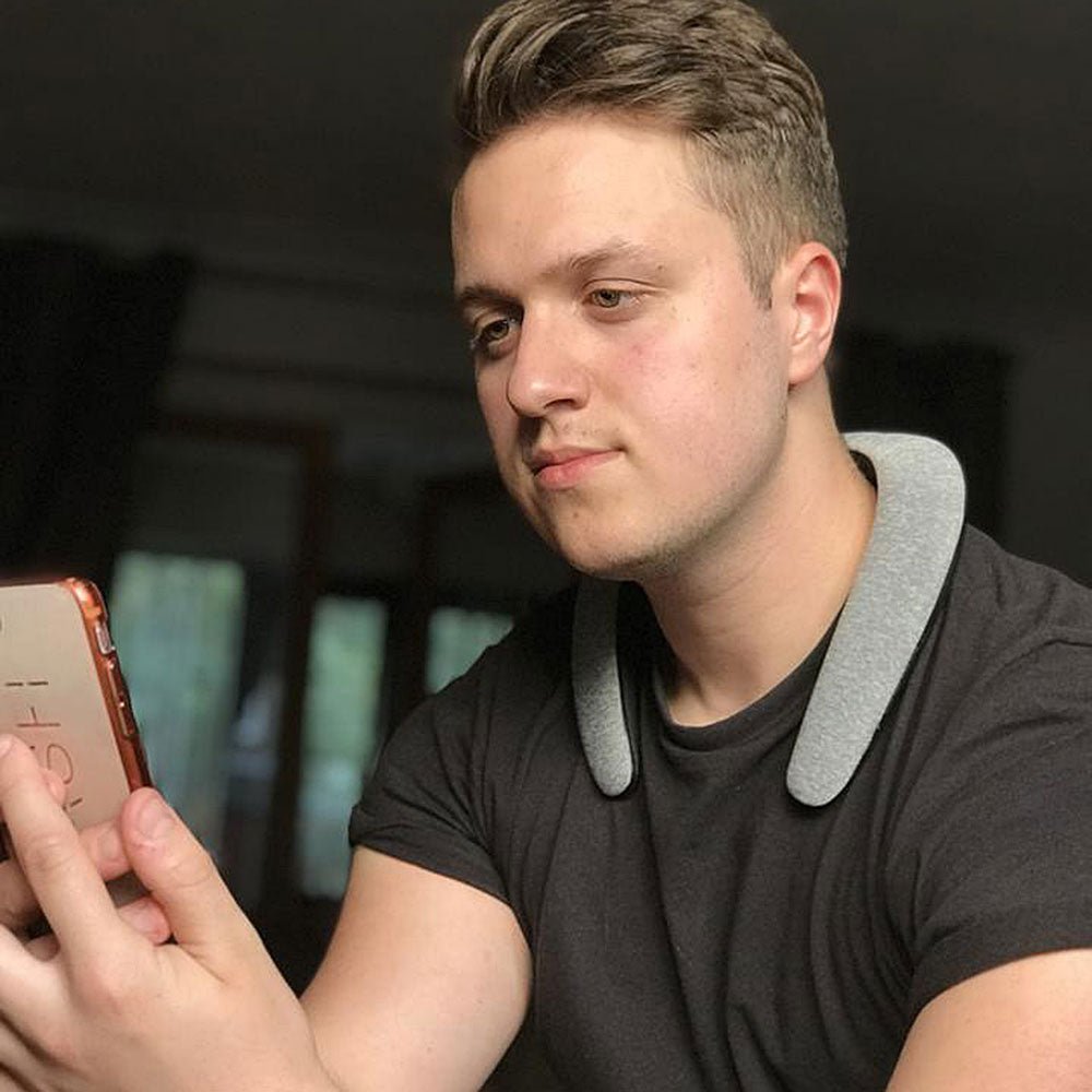 Openwear Neckband Headphones Neck Speaker Bluetooth Wireless FM Radio in Grey Fabric by Steepletone