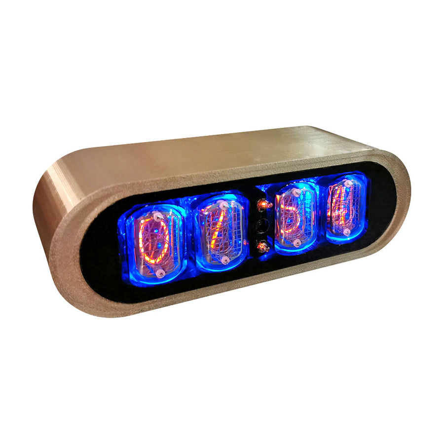 Nixie Glow Tube Table Clock by Bad Dog Designs - Gold Finish
