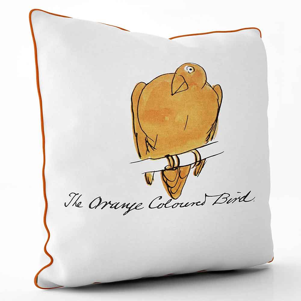 ARTWORLD CUSHIONS Orange Coloured Bird - Edward Lear Cushion - Large | Medium