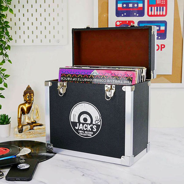 Boîte de rangement personnalisée pour disques vinyles LP de style rétro par Steepletone