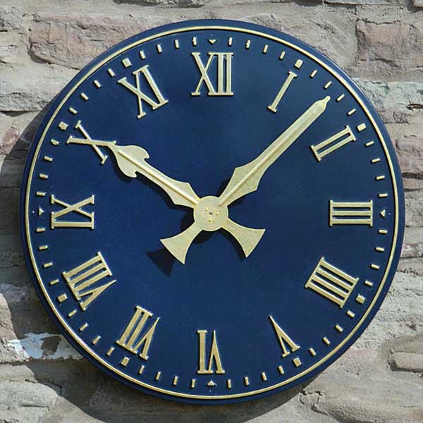 OUTDOOR CLOCKS 24" French Blue Outdoor Roman Numeral Clock - Mains Powered