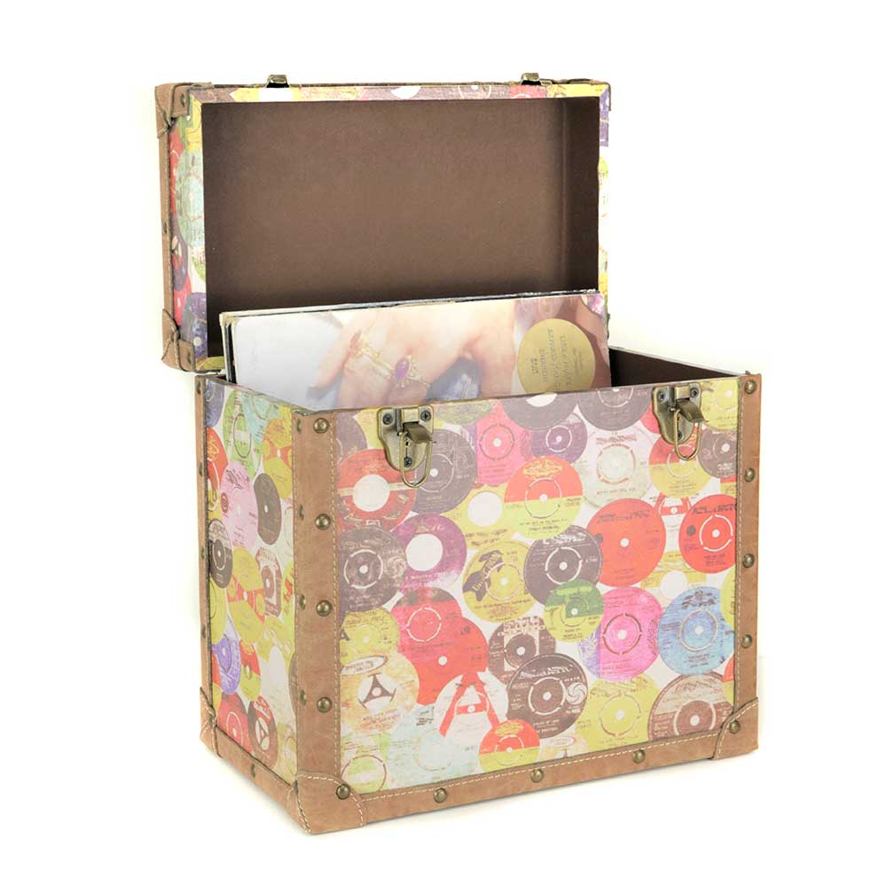 Patterned Fabric Record Storage Case Box Retro Style for 12" LP by Steepletone