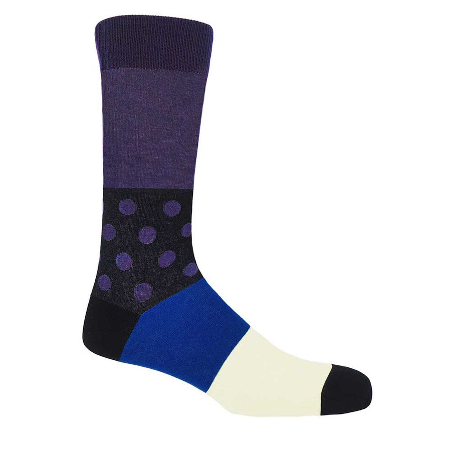 PEPER HAROW Mayfair Men's Luxury Cotton Socks - Purple and Black