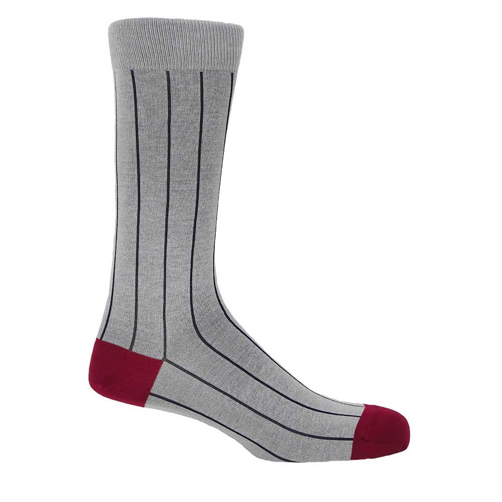 PEPER HAROW Pin Stripe Men's Luxury Cotton Socks - Grey and Navy