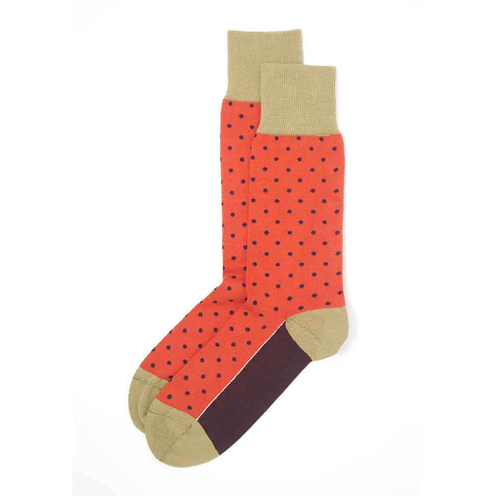 PEPER HAROW Pin Polka Dot Men's Luxury Cotton Socks - Orange