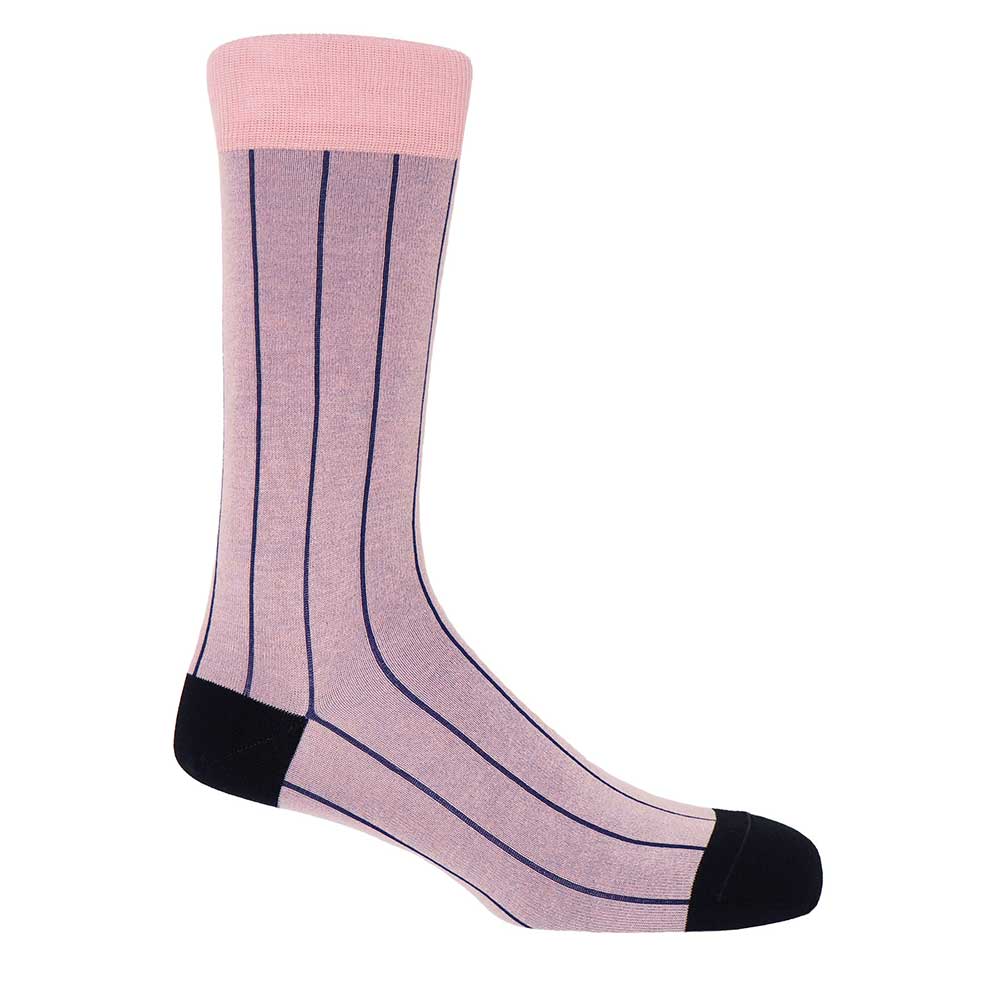 PEPER HAROW Oxford Pinstripe Men's Luxury Cotton Socks - Pink & Purple