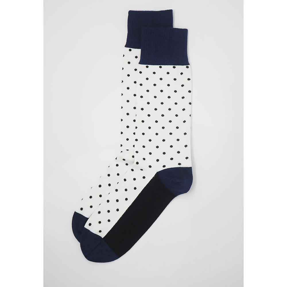 PEPER HAROW Pin Polka Dot Luxury Men's Cotton Socks - White