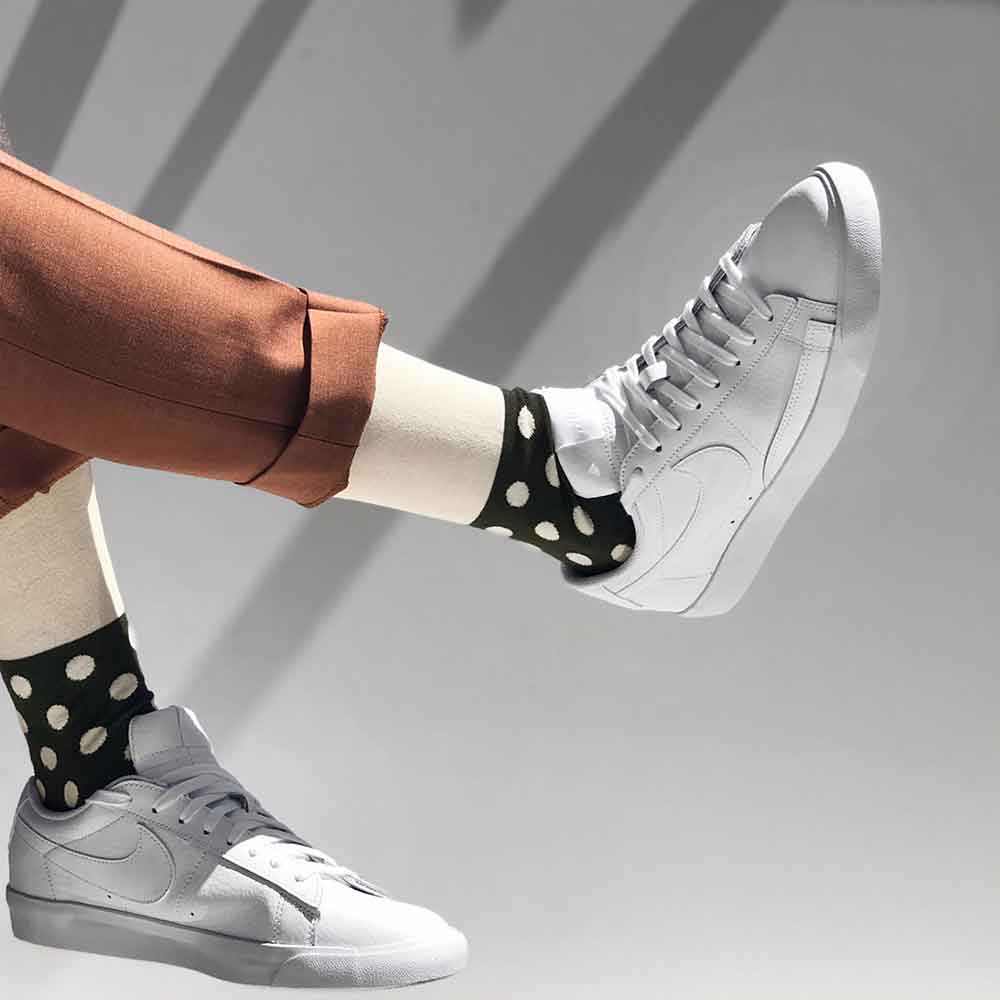 PEPER HAROW Mayfair Men's Luxury Cotton Socks - Khaki and Cream lifestyle