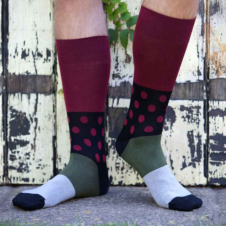 PEPER HAROW Mayfair Men's Luxury Cotton Socks - Burgundy Red
