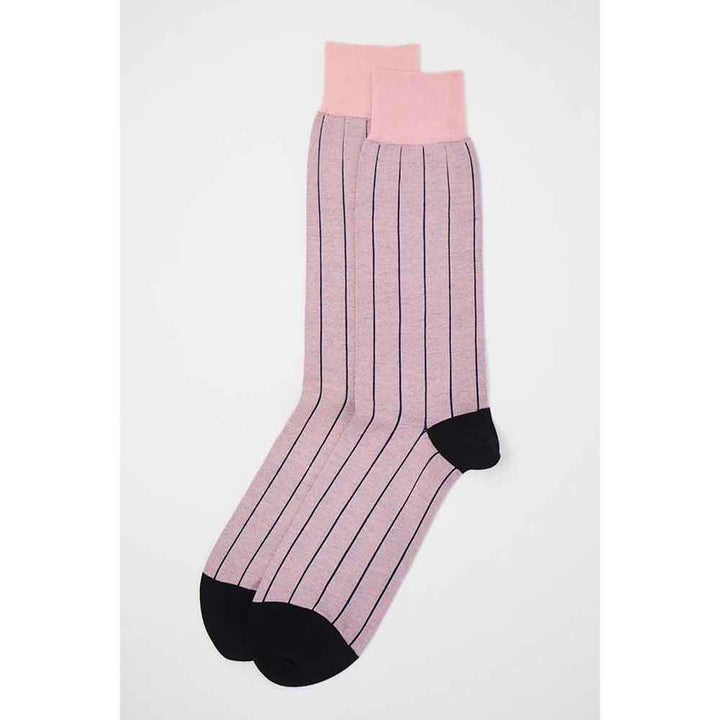 PEPER HAROW Pin Stripe Men's Luxury Cotton Socks - Pink & Purple
