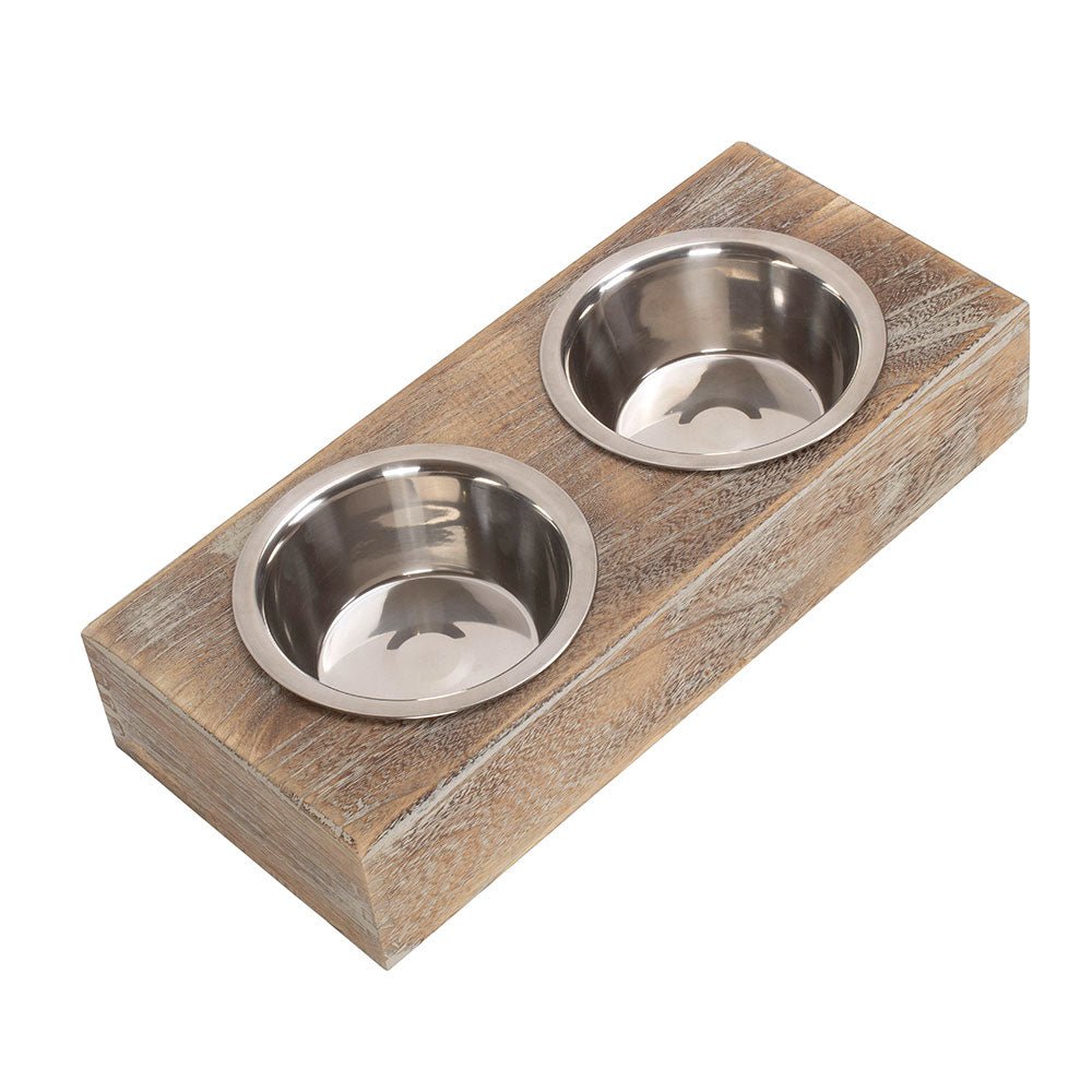 Premium Wooden Dog Feeding Station with Stainless Steel Bowls by Willow