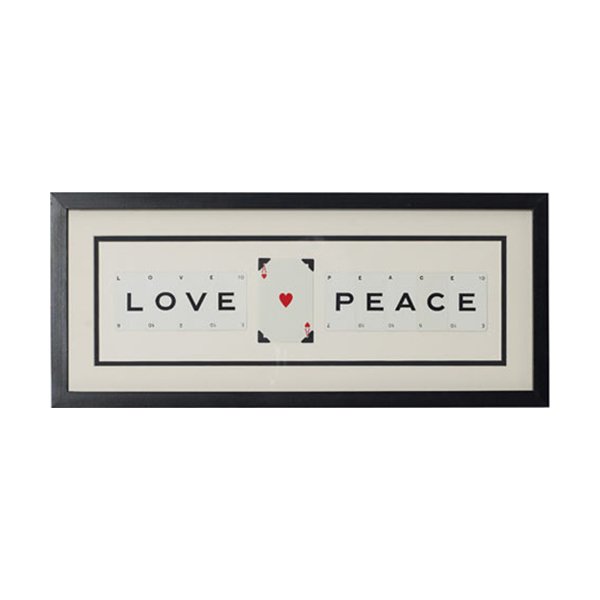 Vintage Playing Cards LOVE PEACE Wall Art Picture Frame