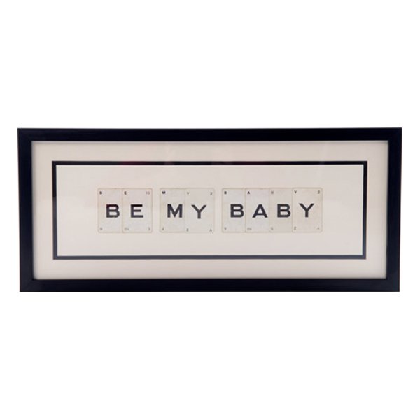 Vintage Playing Cards BE MY BABY Wall Art Picture Frame