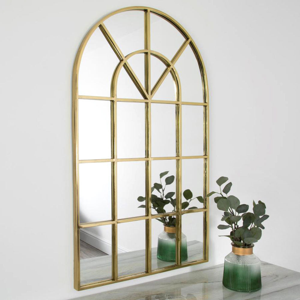 Arched Roman Gold Metal Wall Mirror By Home & Lifestyle