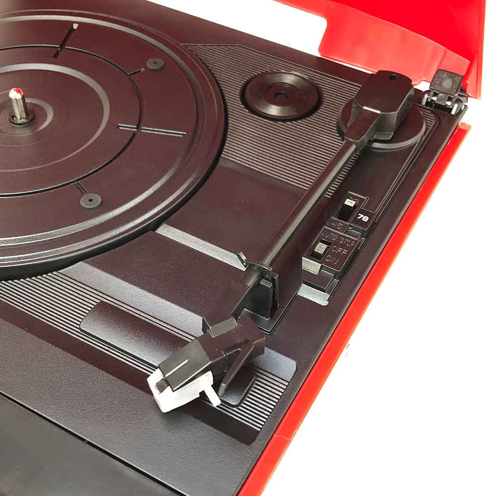 Roxy 4 Vinyl Record Player Retro Music System by Steepletone - Red