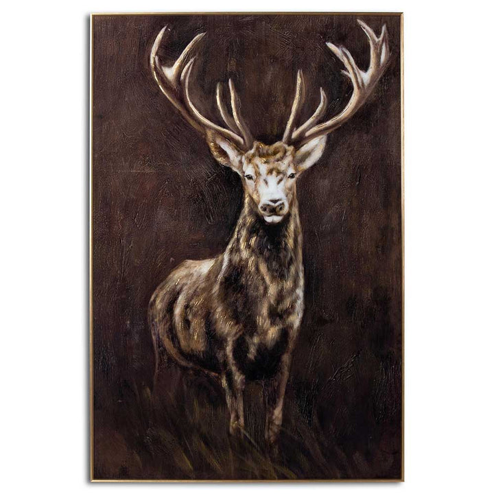 Large Wall Art Painting Stag on Glass by Hill Interiors
