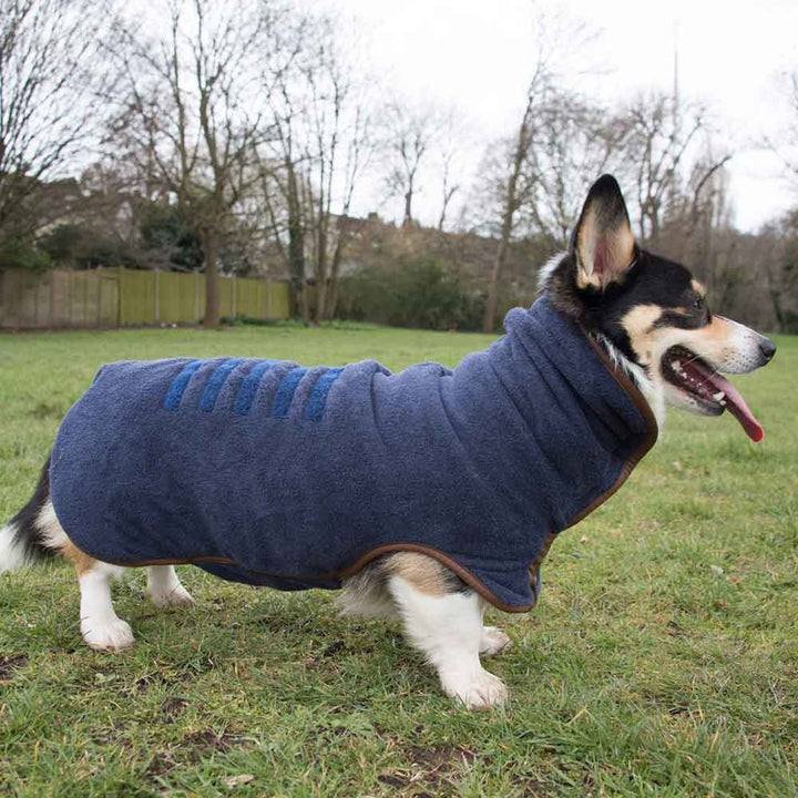 Country Dog Drying Coat in French Navy by Ruff and Tumble