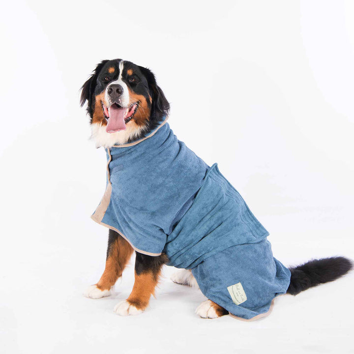 Classic Dog Drying Coat in Blue by Ruff and Tumble