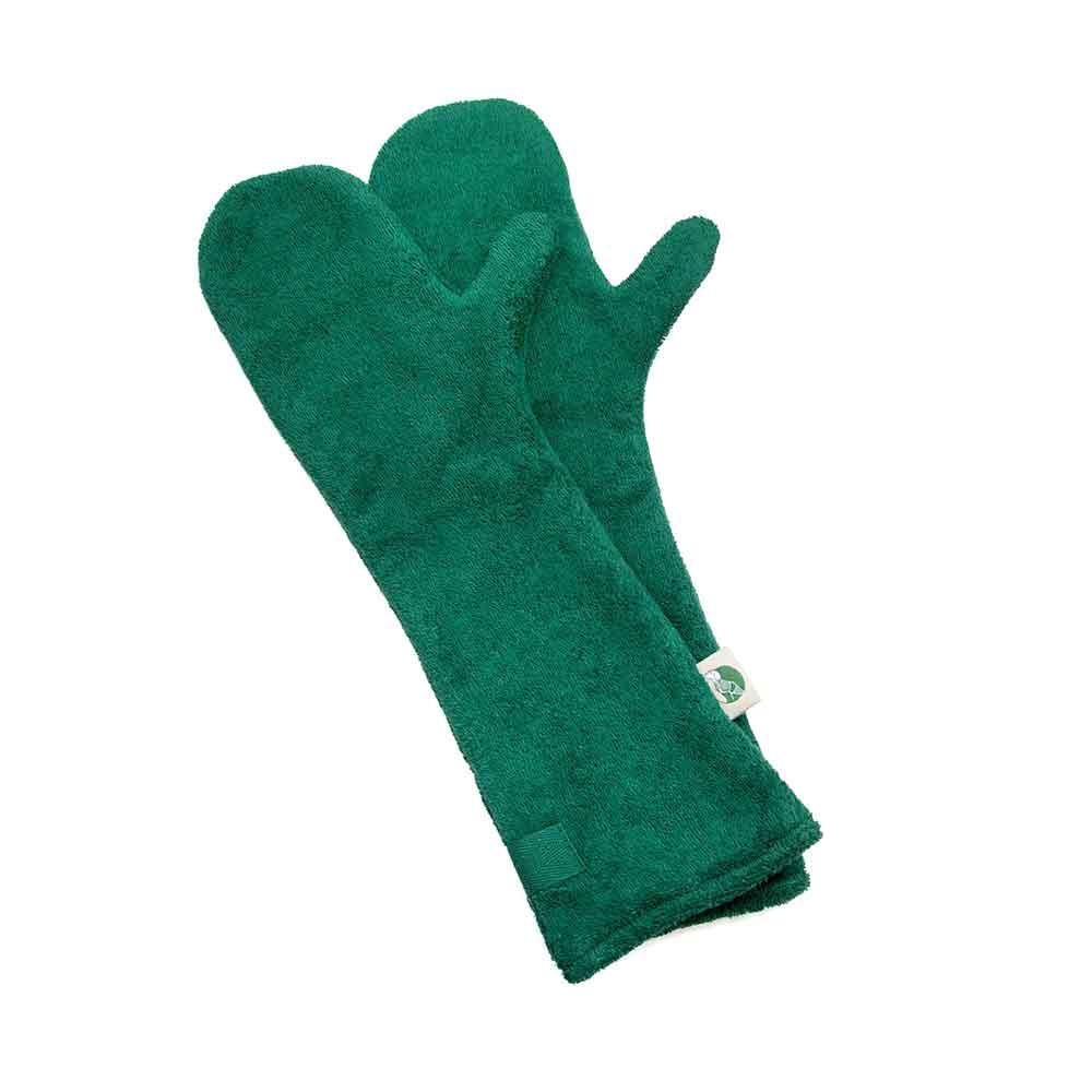 Dog Drying Mitten Gloves in Bottle Green by Ruff and Tumble