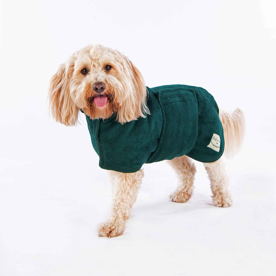 Classic Dog Drying Coat in Green by Ruff and Tumble