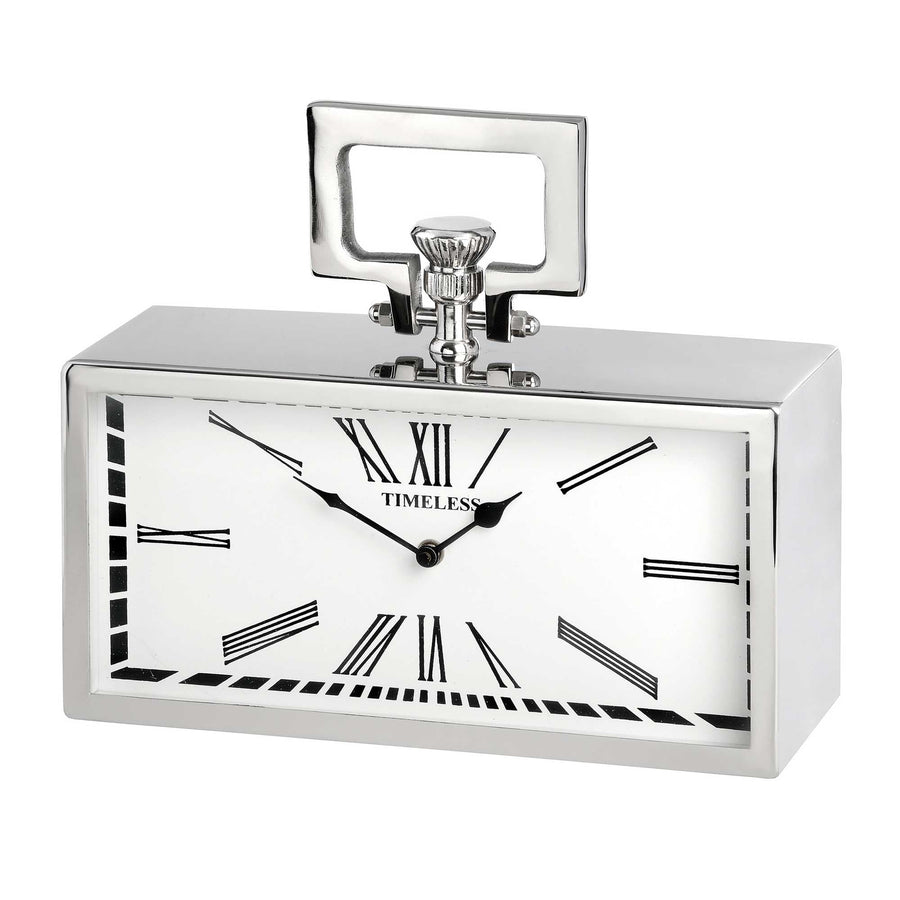 Silver Analogue Mantel Clock by Hill Interiors