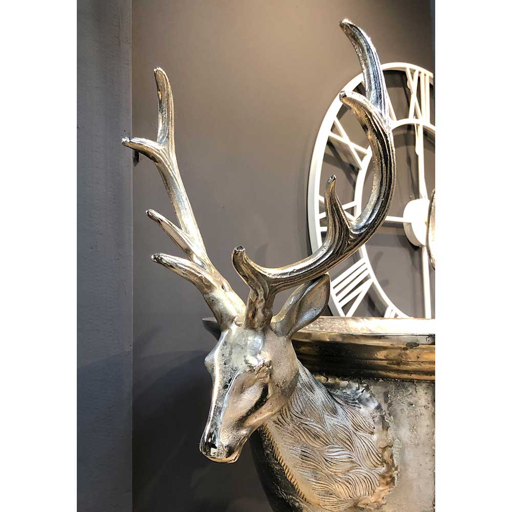 Large Silver Metal Stag Champagne Bucket Cooler by Hill Interiors