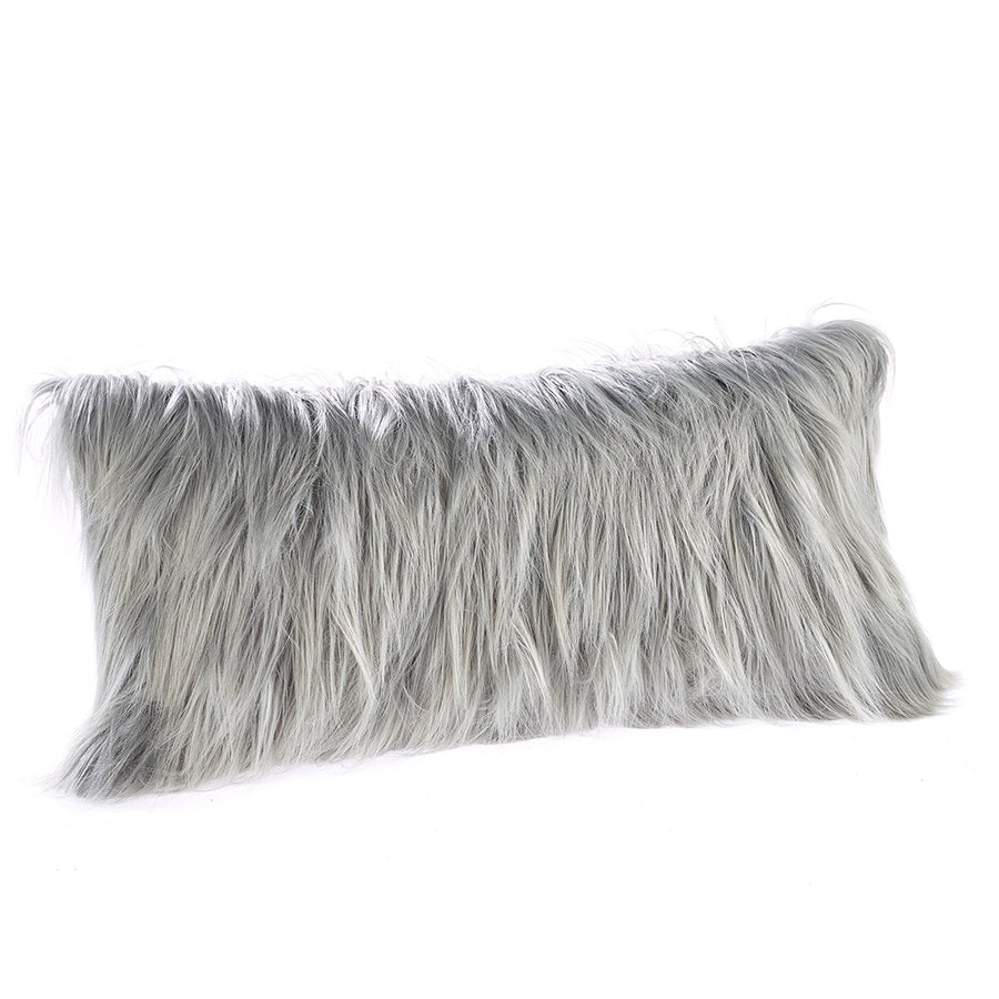 Faux Fur Long Haired Boudoir Cushion Slate Grey by Katrina Hampton