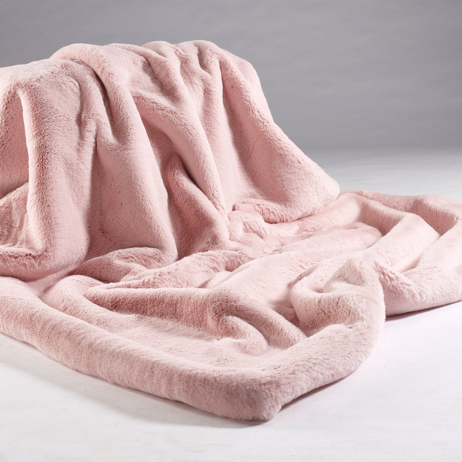 Faux Fur Throw Soft Pink In Two Sizes by Katrina Hampton