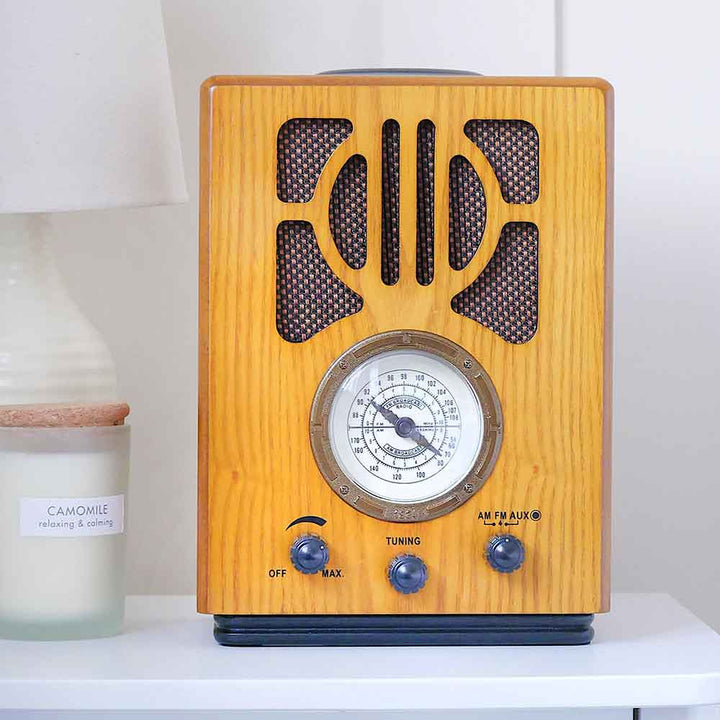 STEEPLETON NR880 Classic Vintage Wooden FM/AM Radio With Integrated Alexa Dot